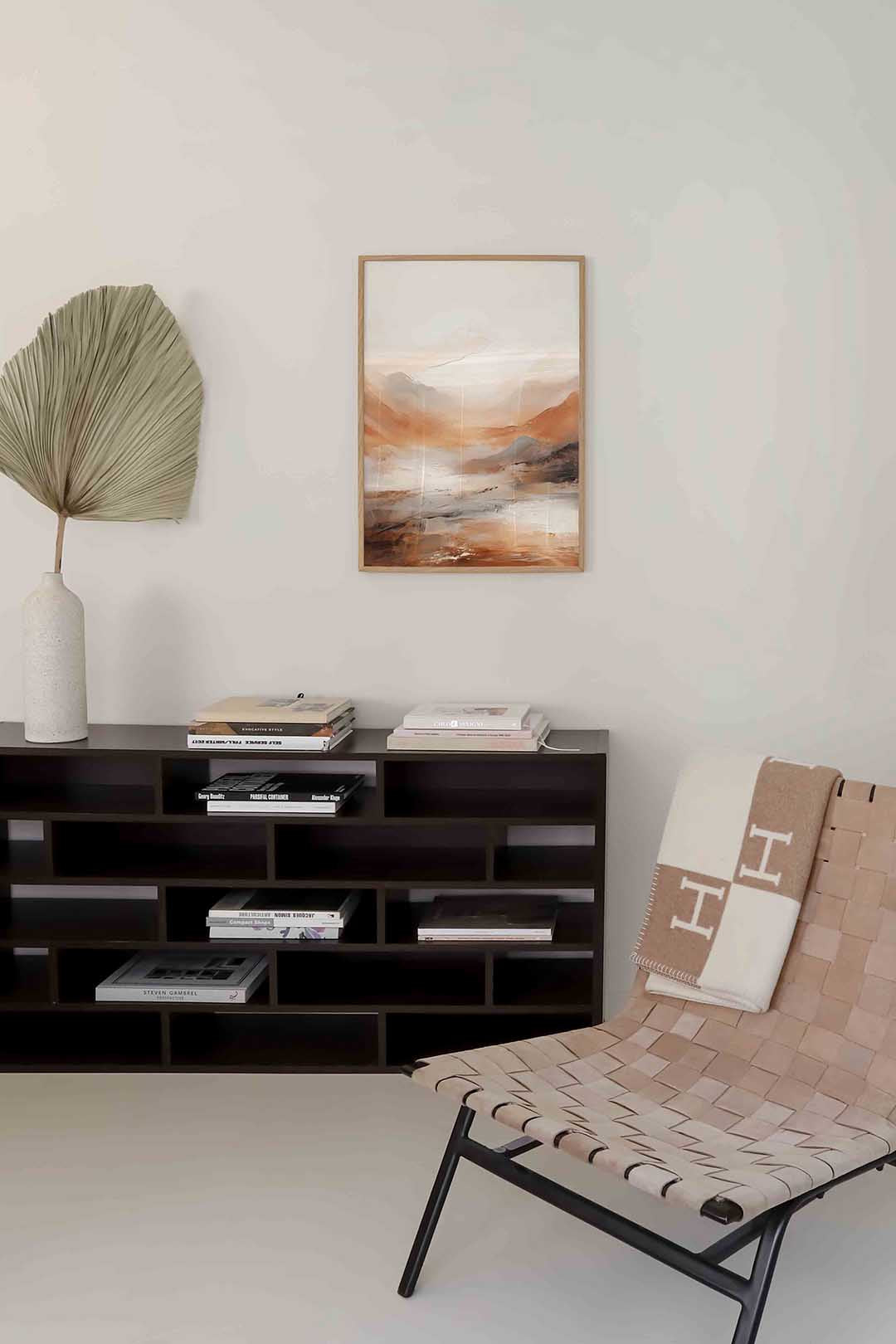 Landschap in beige en bruin Poster
