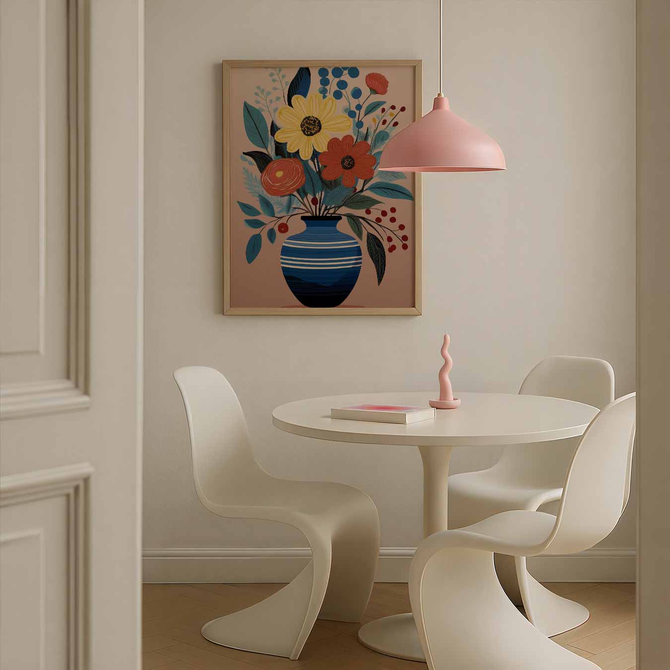 Bloemige Vaas Illustratie Poster-WallArtistic