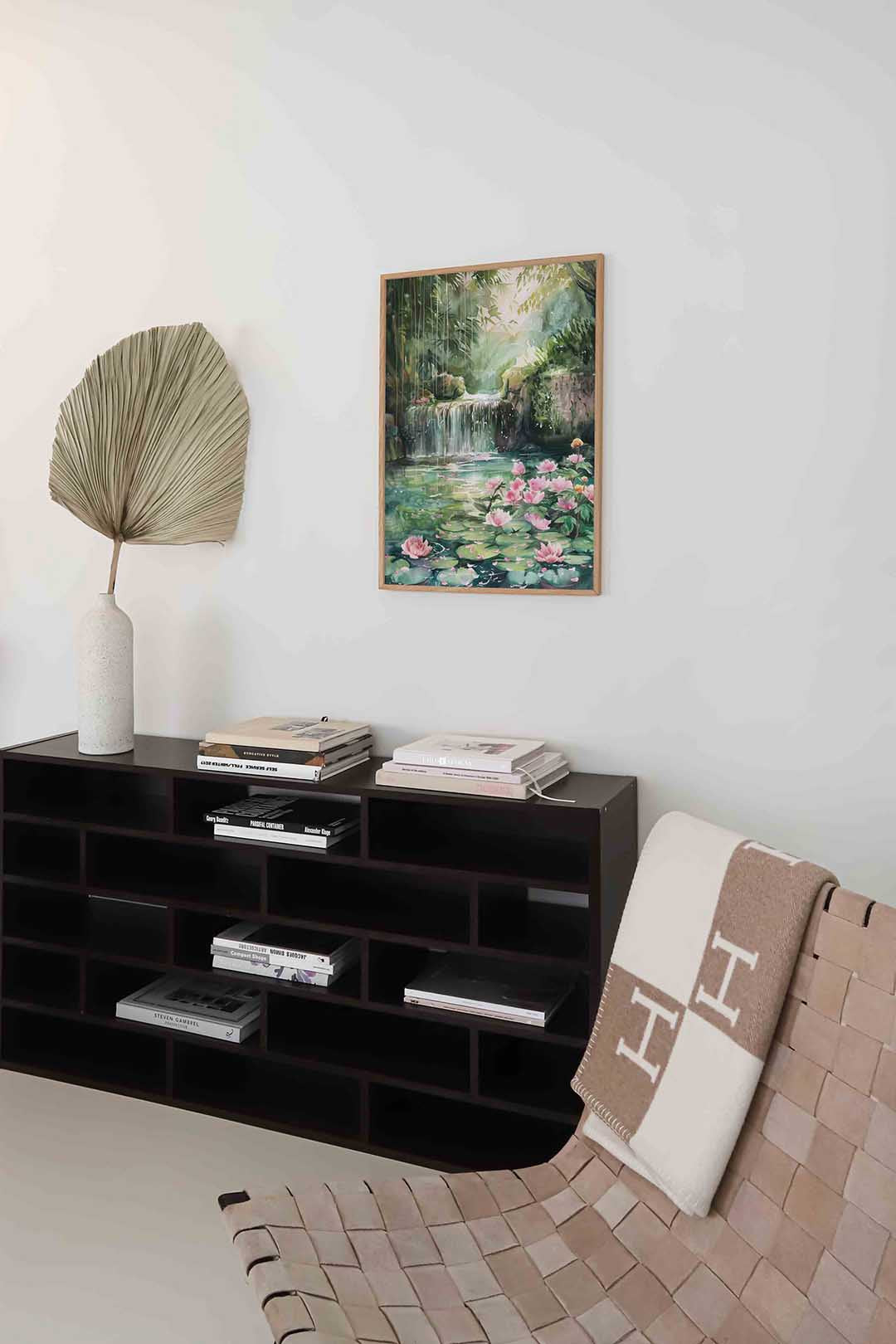 Waterval en bloemen Poster