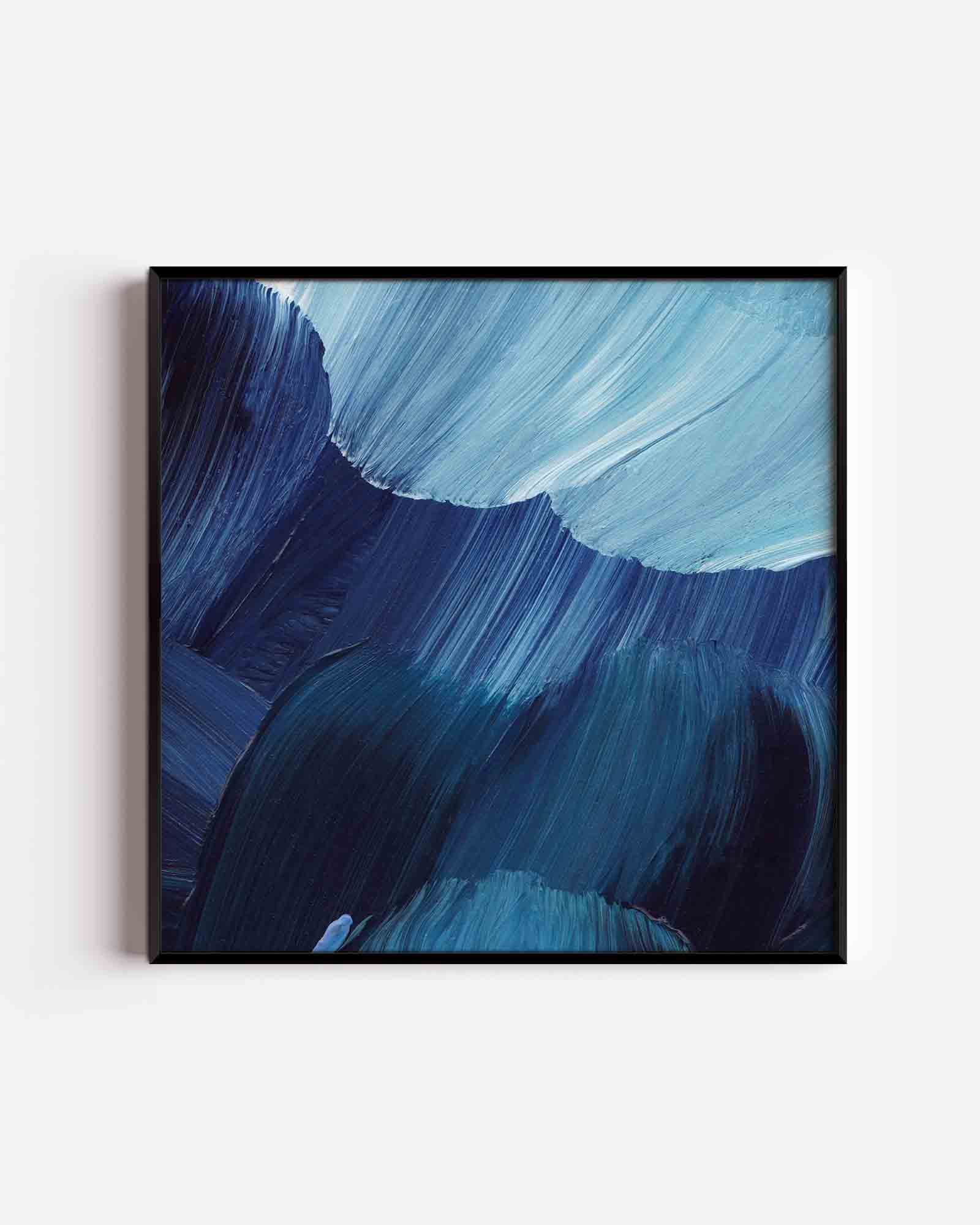 Blauwe penseelstreken Poster