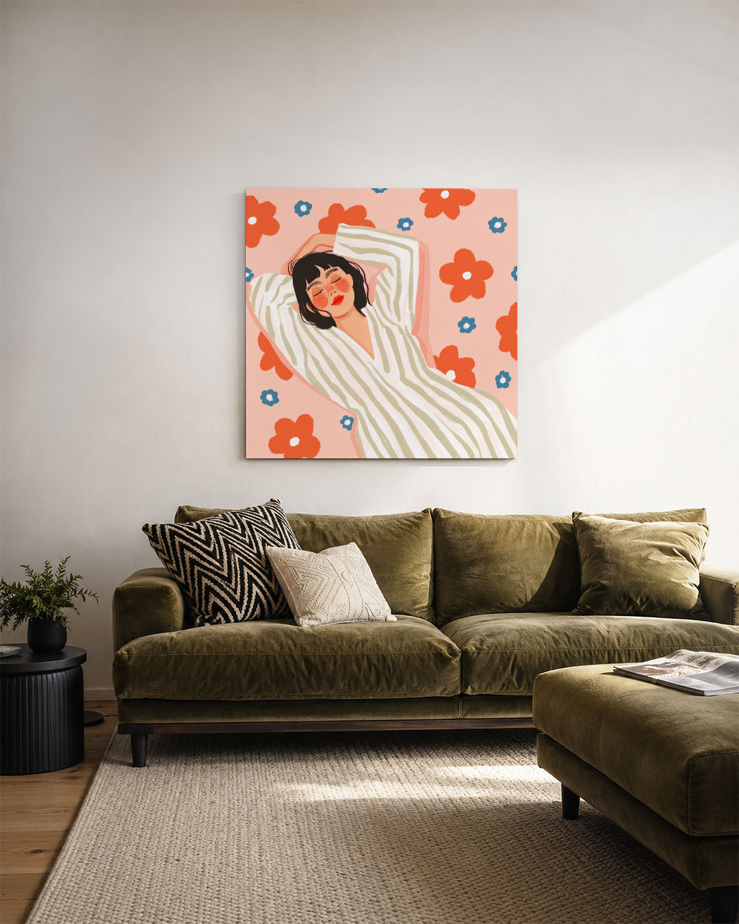 Vrouw met bloemen Kunstwerk