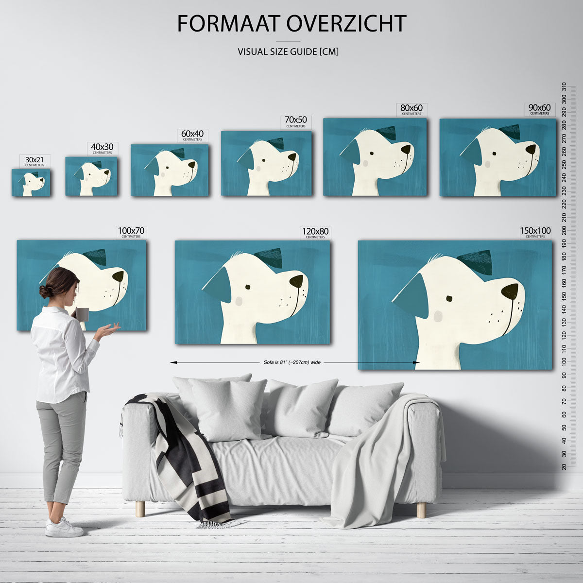 Hond met blauwe achtergrond Poster