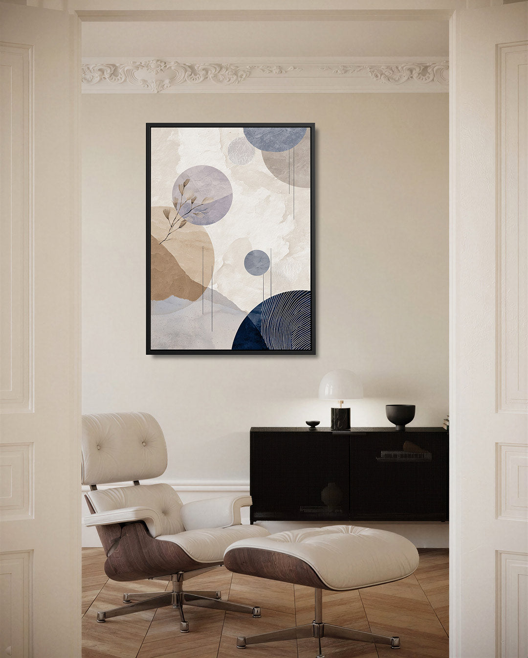 Cirkel en lijn compositie Kunstwerk
