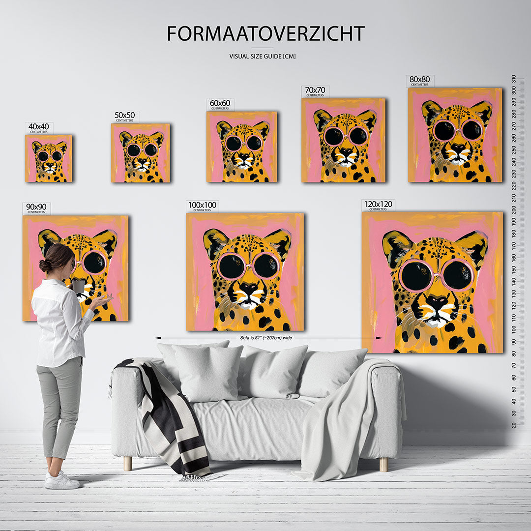 Speelse luipaard portret Kunstwerk