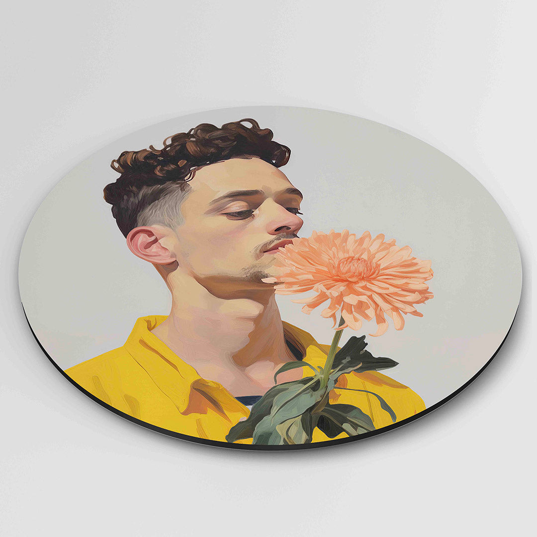 Man met bloem Muurcirkel