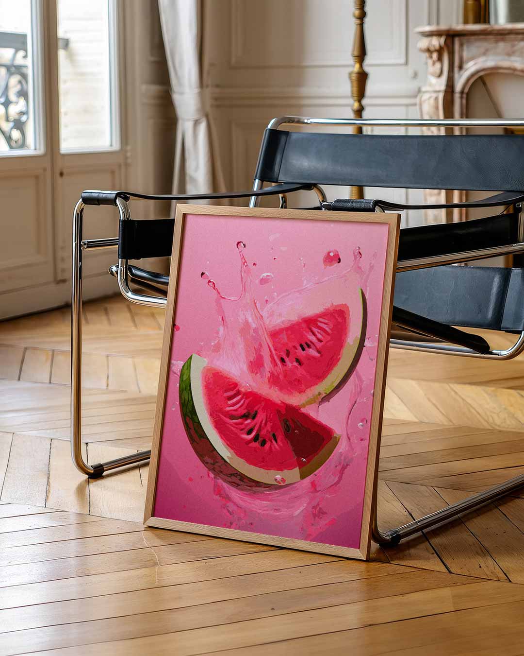 Verfrissende Watermeloen Splash Poster-WallArtistic