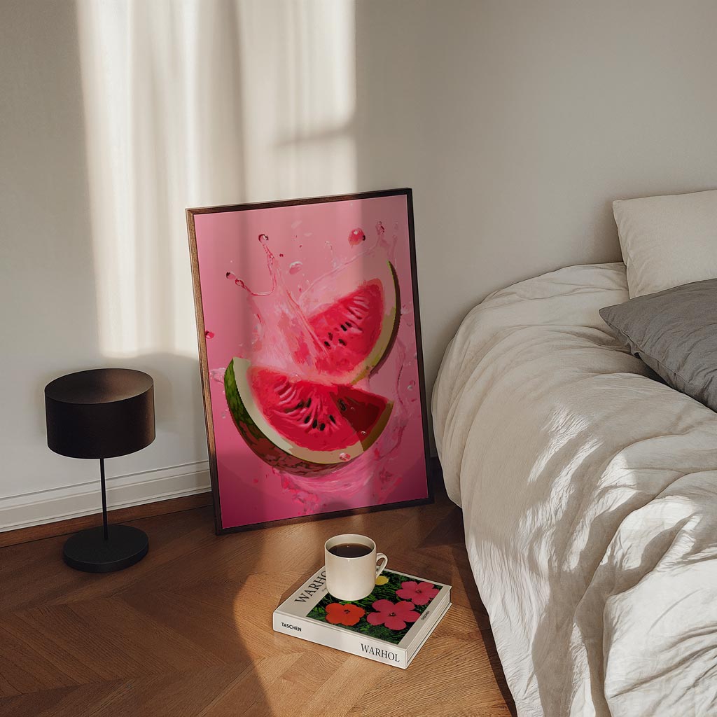 Verfrissende Watermeloen Splash Poster-WallArtistic