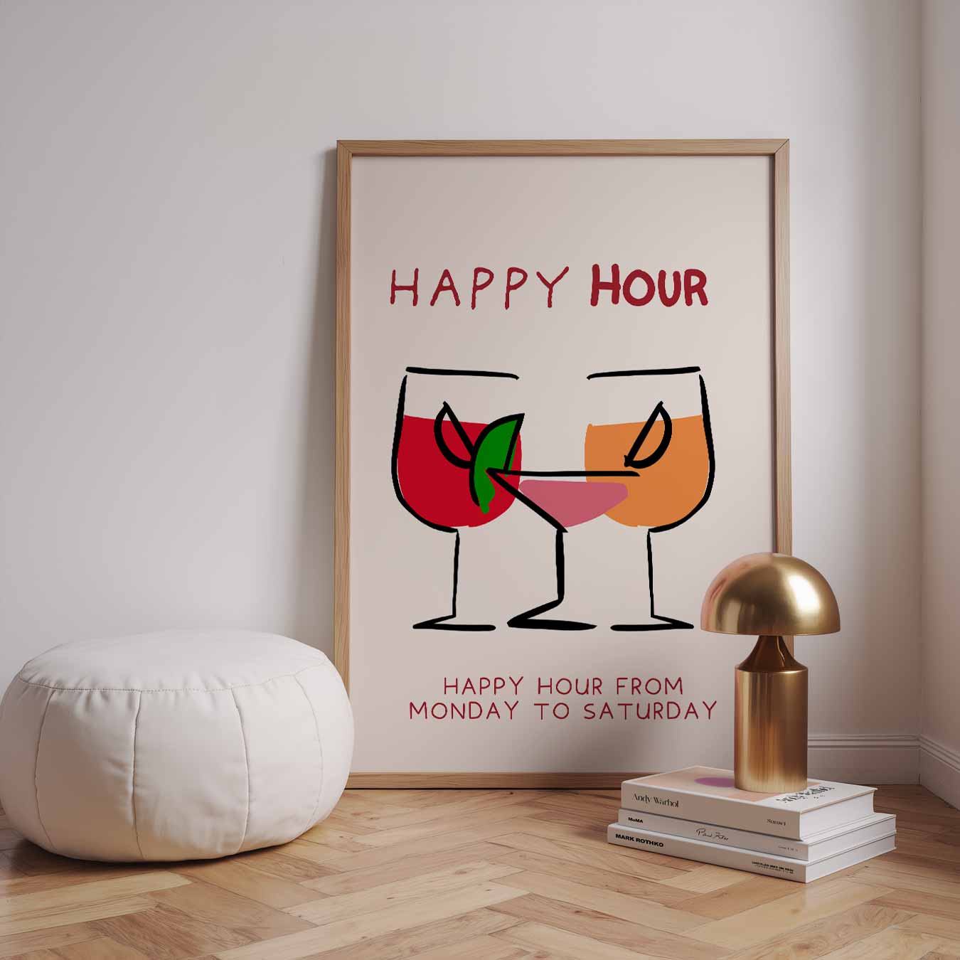 Happy Hour Cocktail Poster-WallArtistic