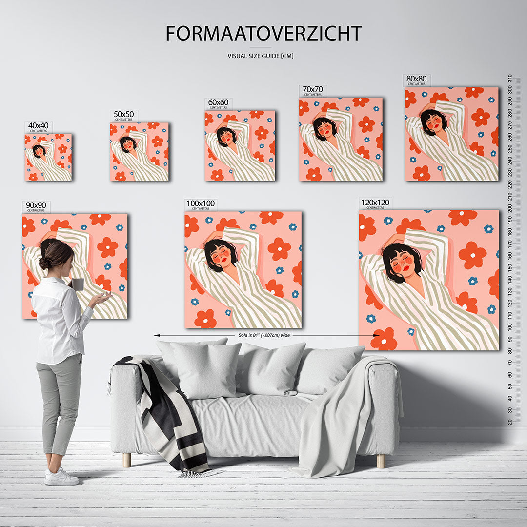 Vrouw met bloemen Kunstwerk