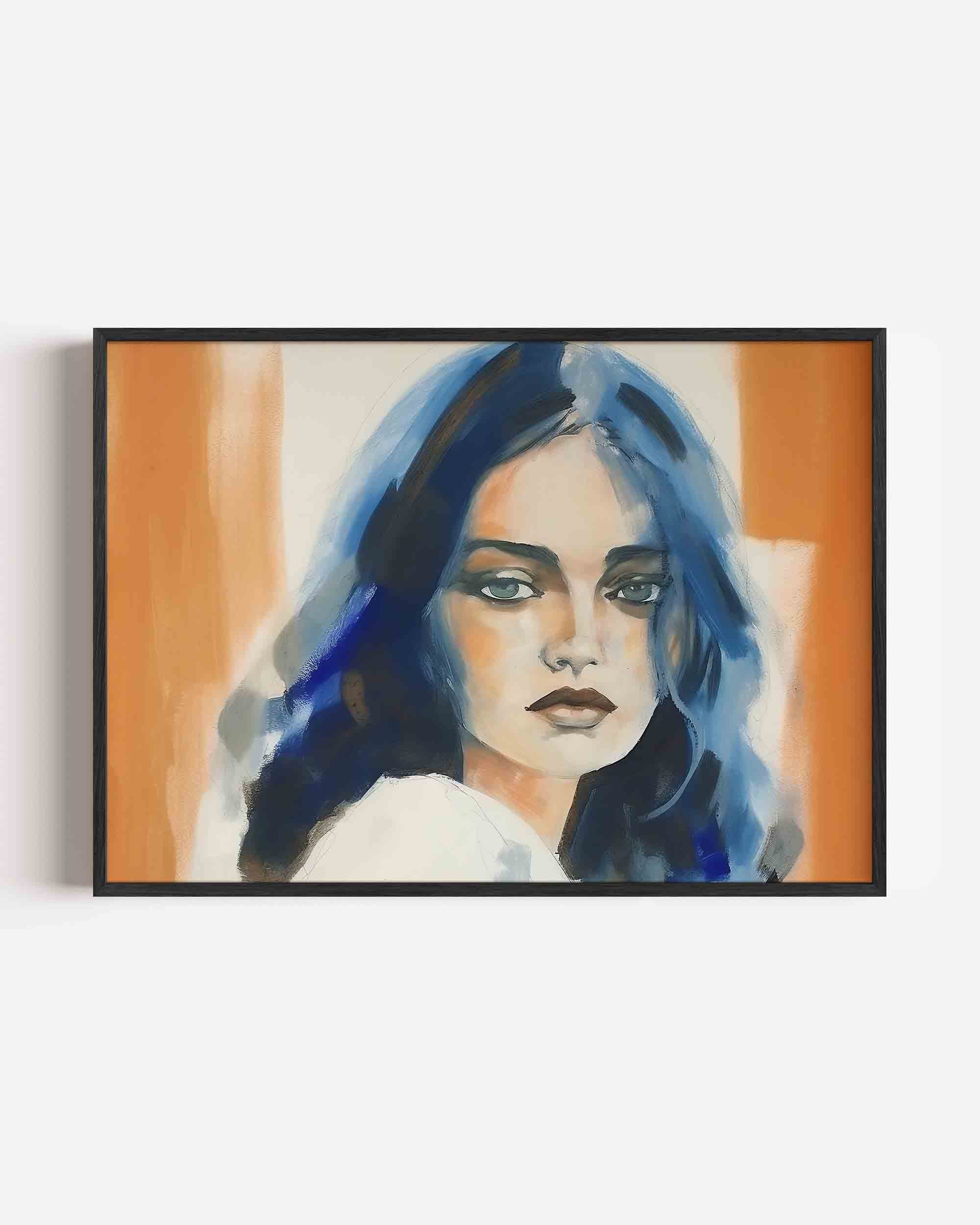 Portret met blauwe accenten Poster