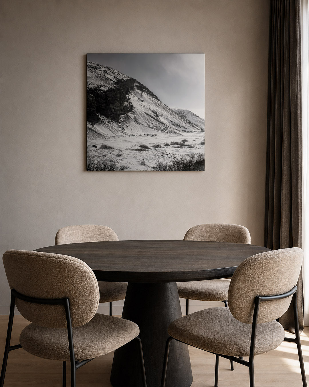 Berglandschap in de sneeuw Kunstwerk