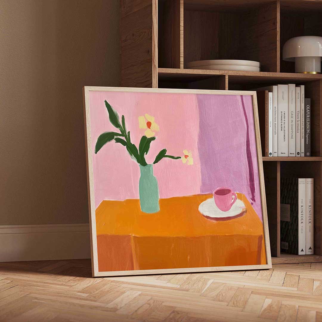 Bloemen en kopje Poster