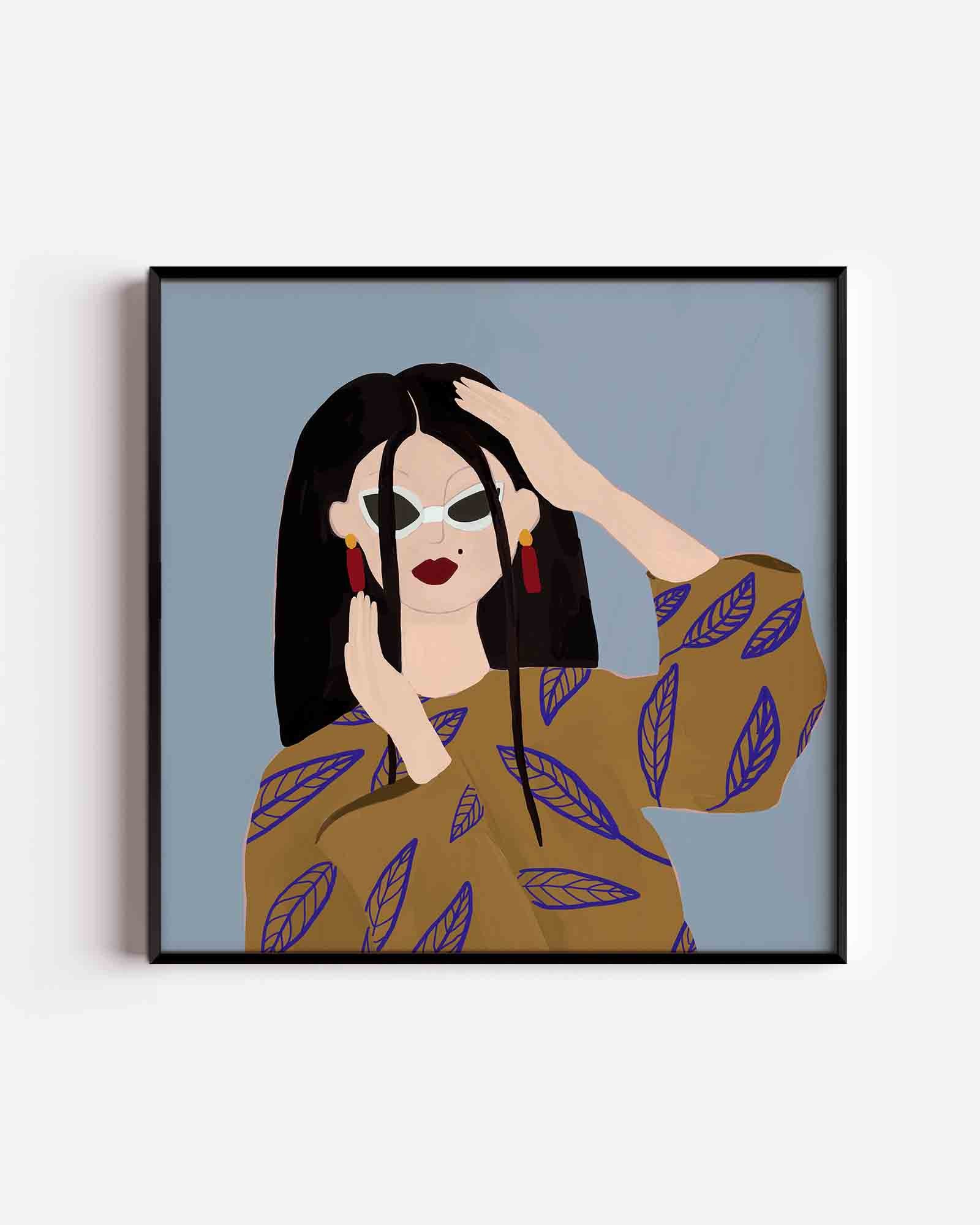 Vrouw met zonnebril Poster