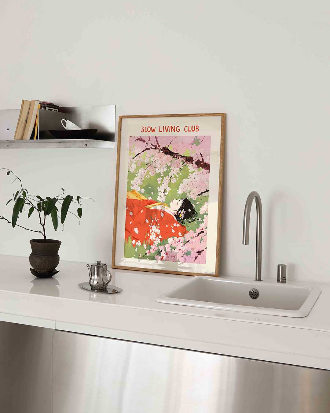Bloesem en rustende figuur Poster