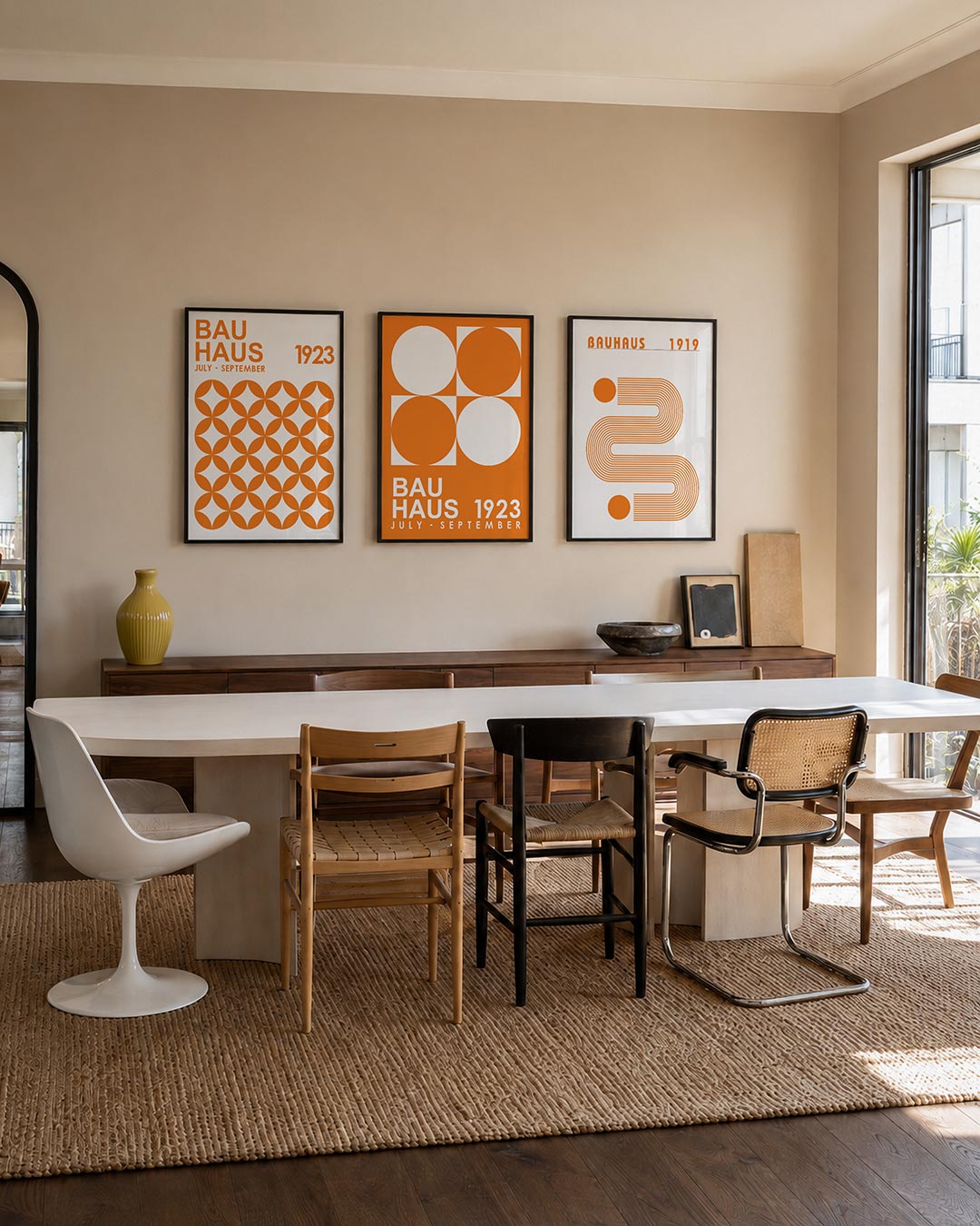 Oranje cirkelpatroon Posterset
