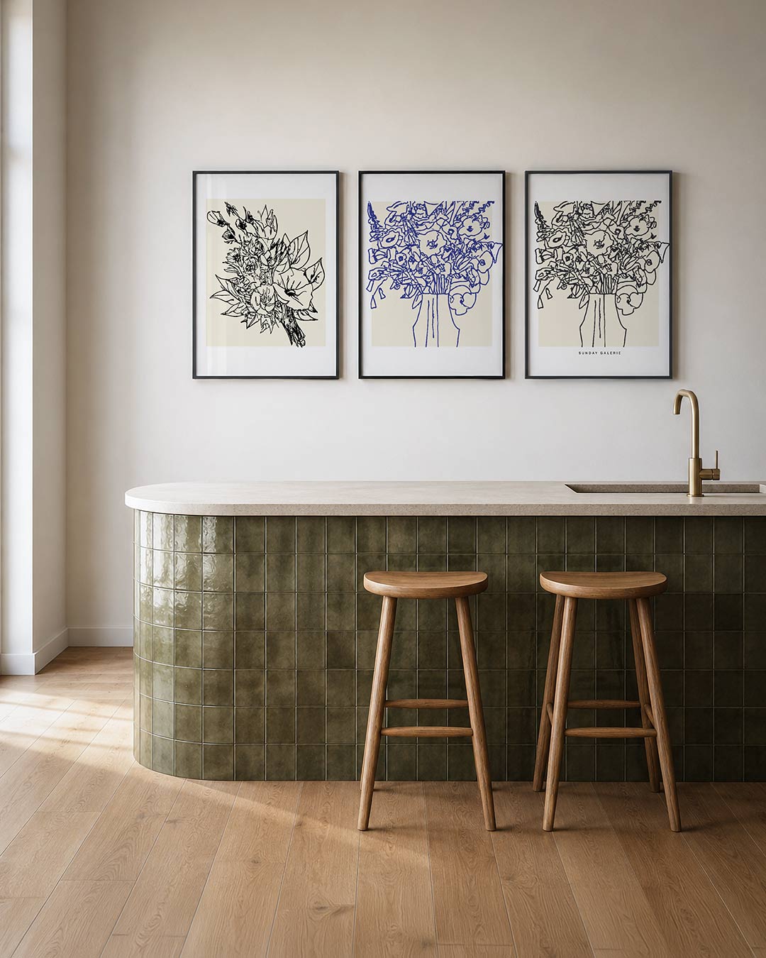 Lijnenspel bloemen Posterset