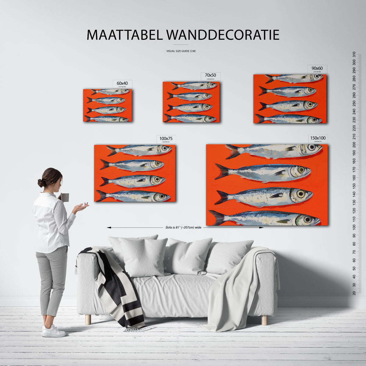 Vissen op oranje Kunstwerk