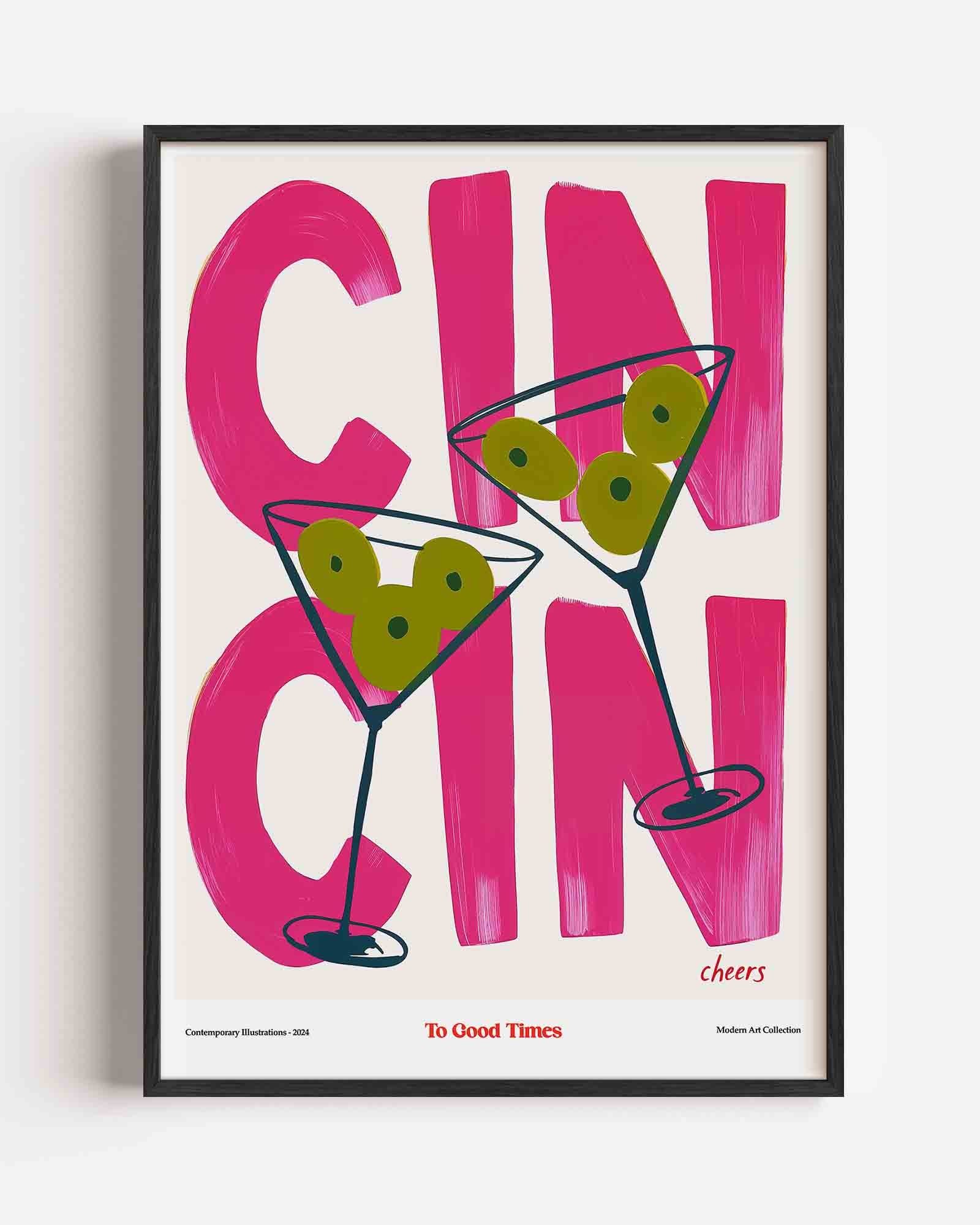 Cocktailglazen en tekst Poster