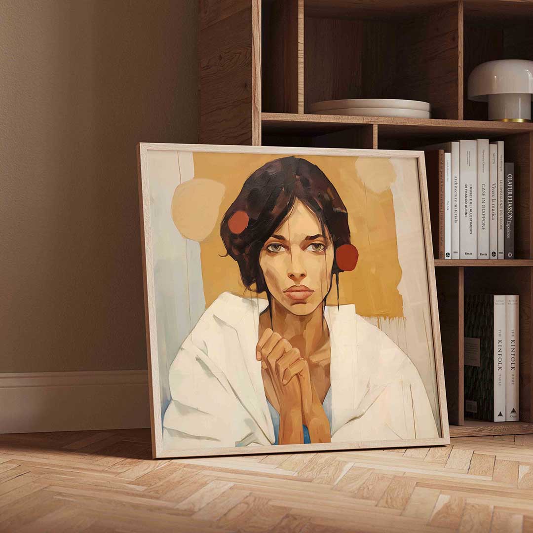 Vrouw met witte doek Poster