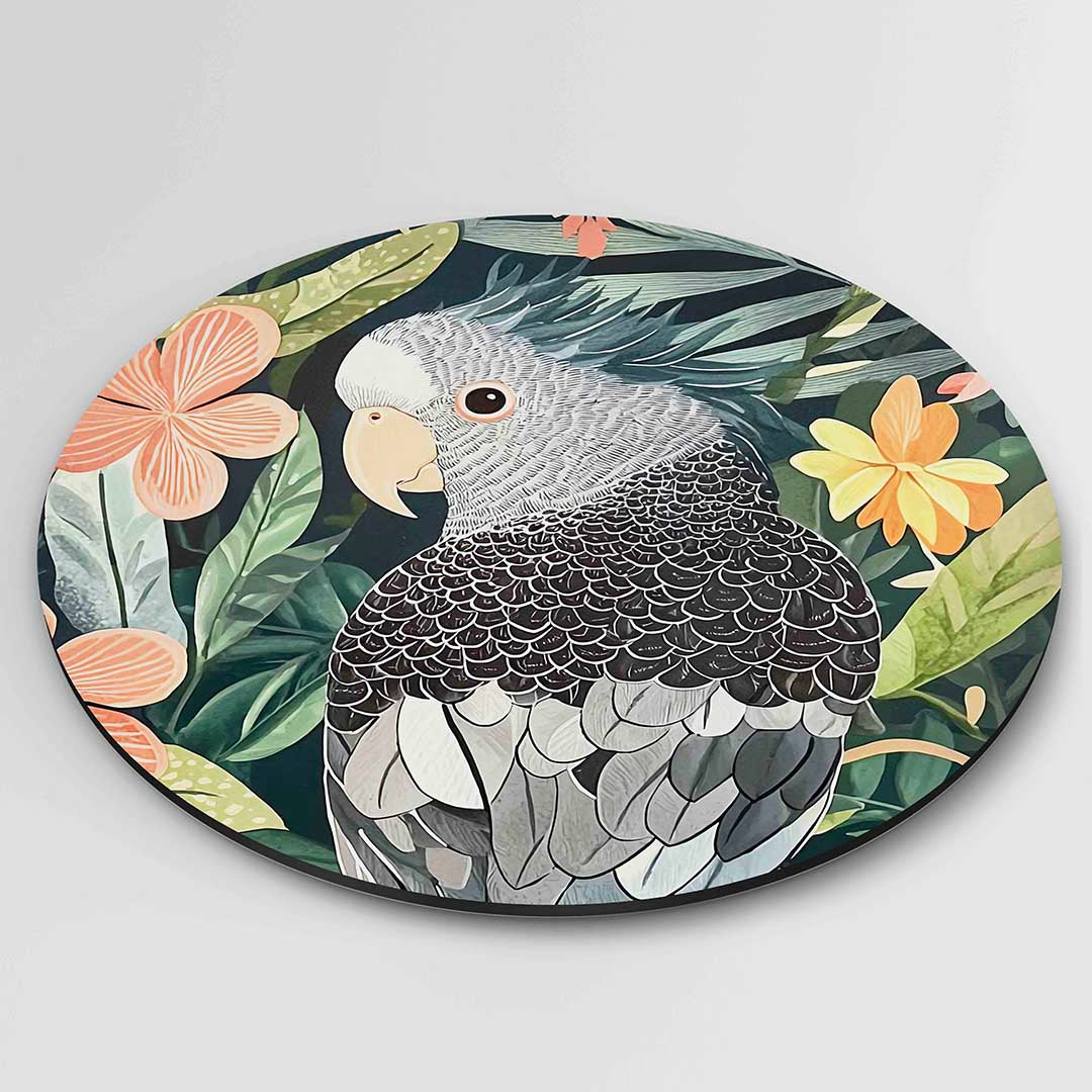 Papegaai en bloemen Muurcirkel