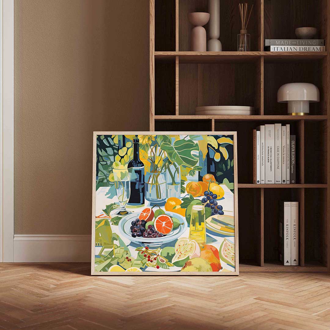 Fruit en flessen Poster