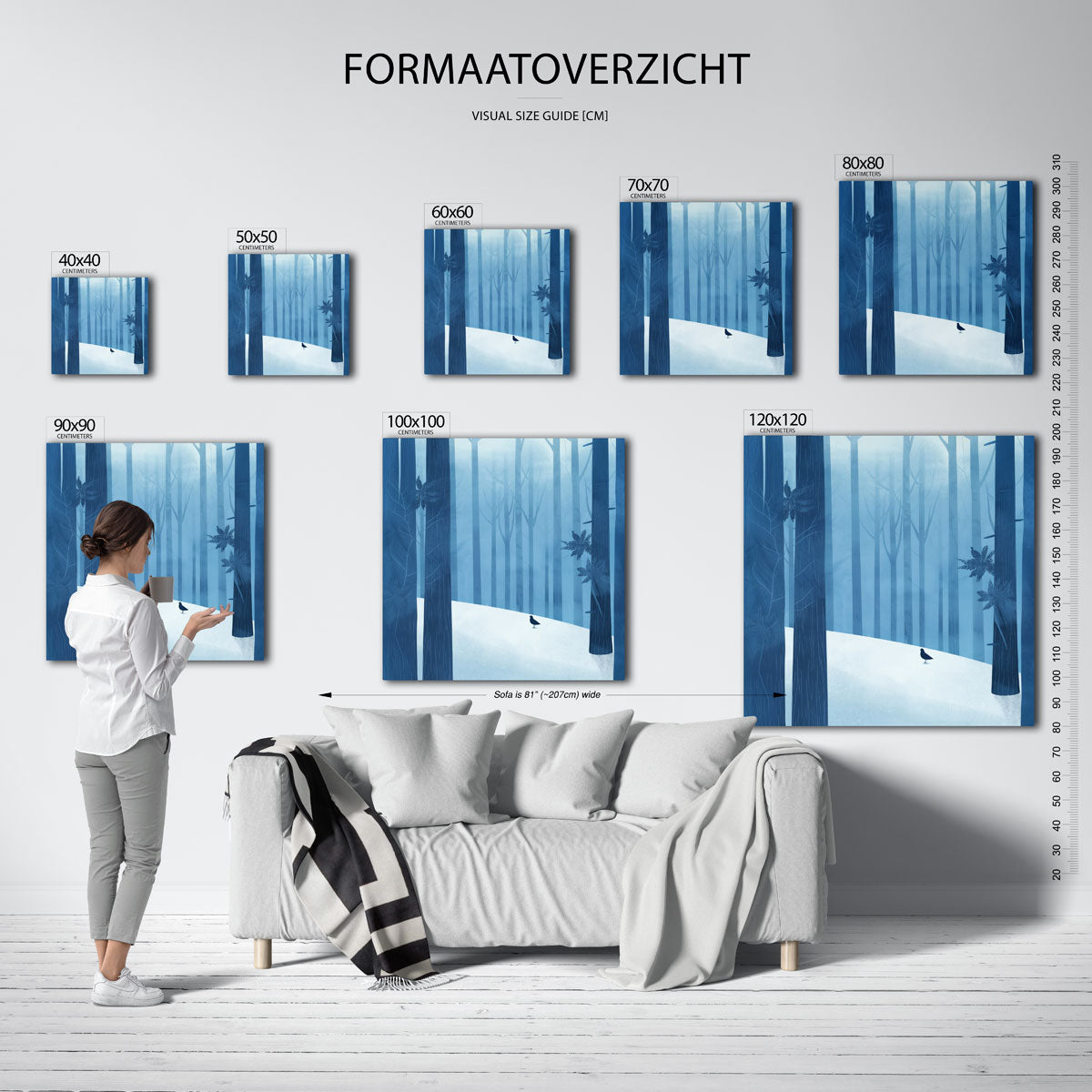 Boslandschap met vogel Poster