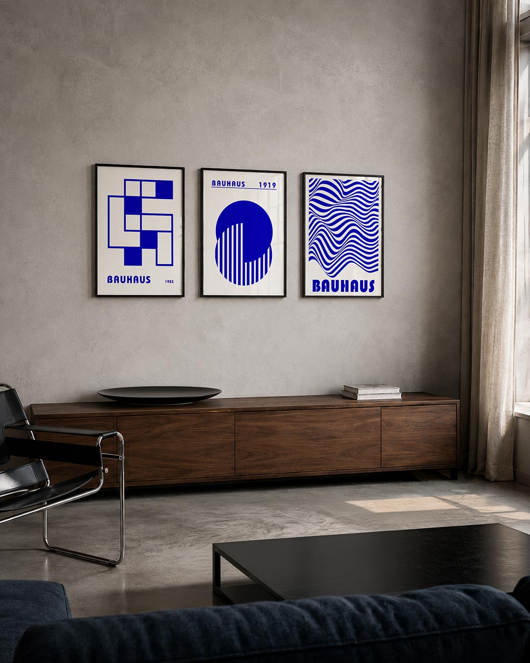 Blauw lijnenspel Posterset