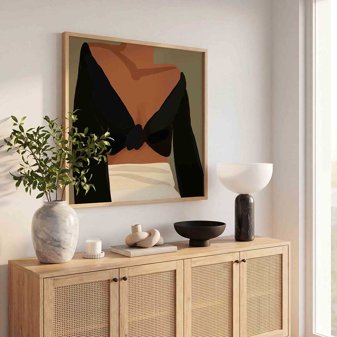 Vrouw in zwarte top Poster