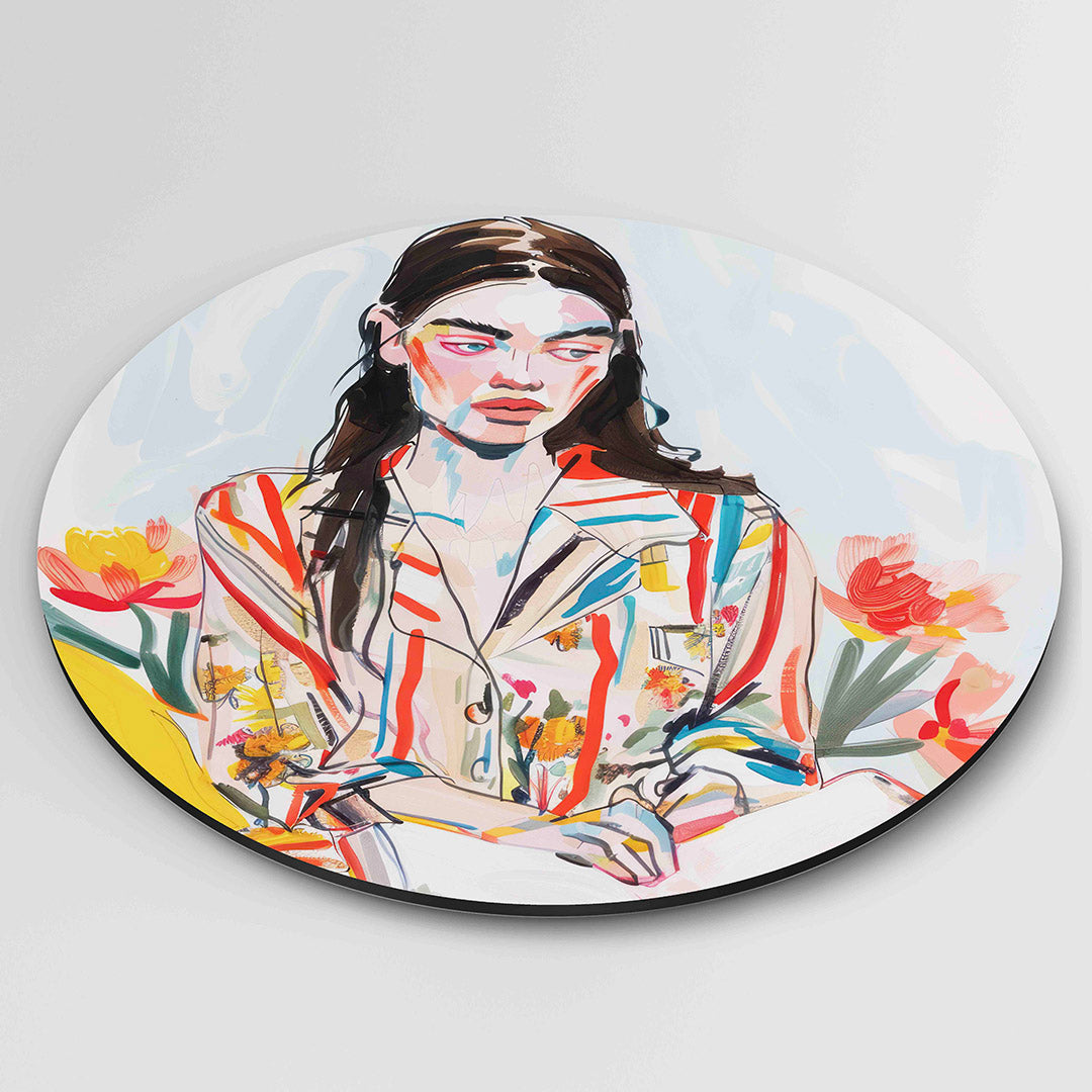 Vrouw met bloemen Muurcirkel