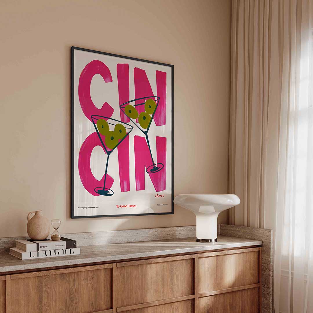 Cocktailglazen en tekst Poster
