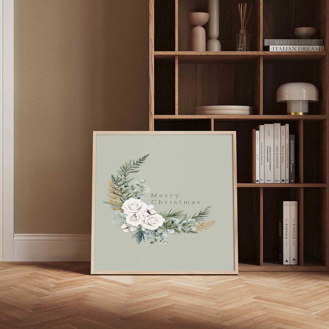Kerstgroen en rozen Poster