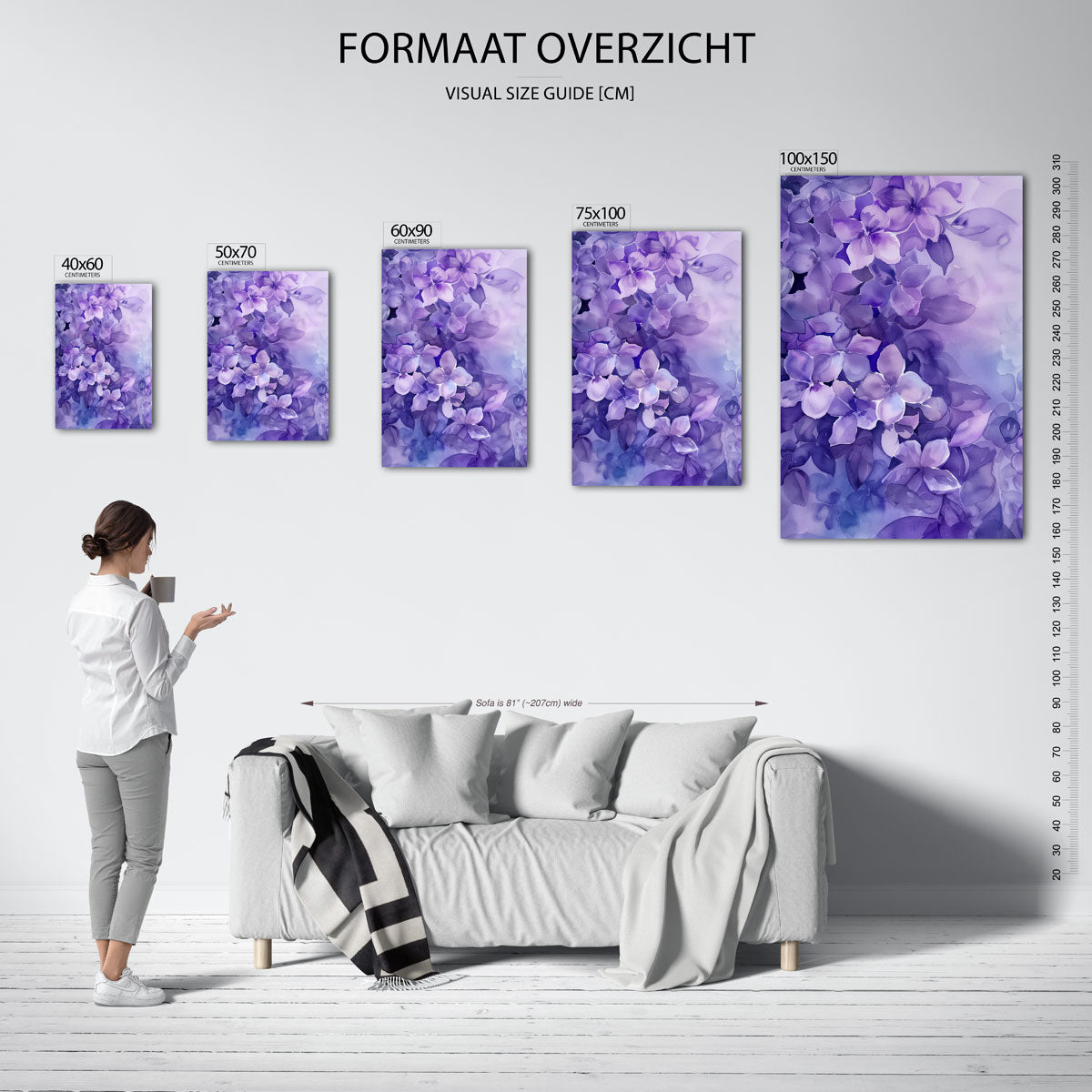 Vloeiende bloemmotieven Kunstwerk