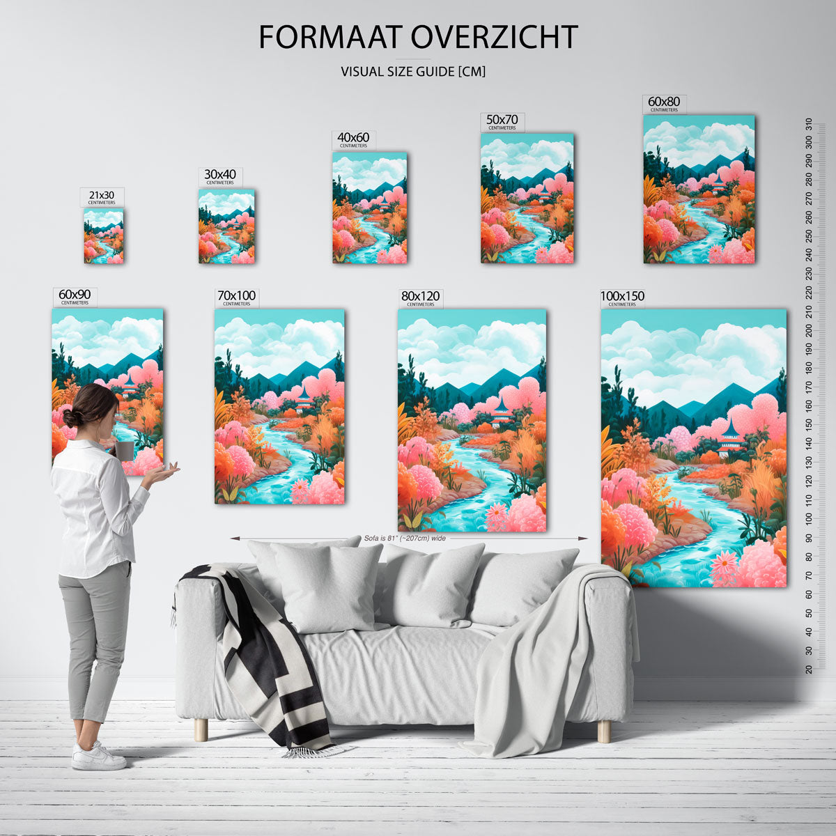 Landschap met rivier Poster