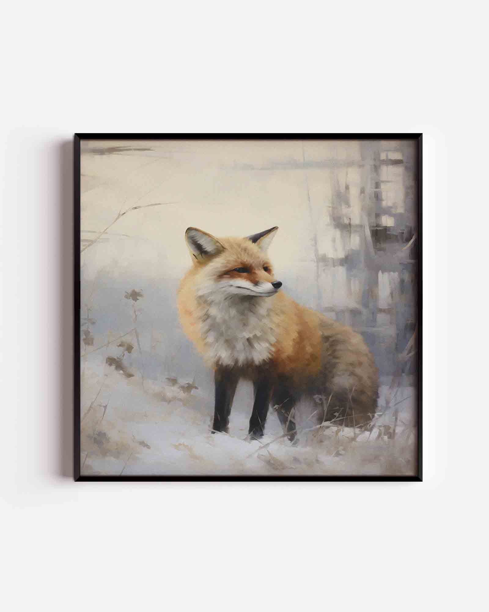 Vos in winterlandschap Poster