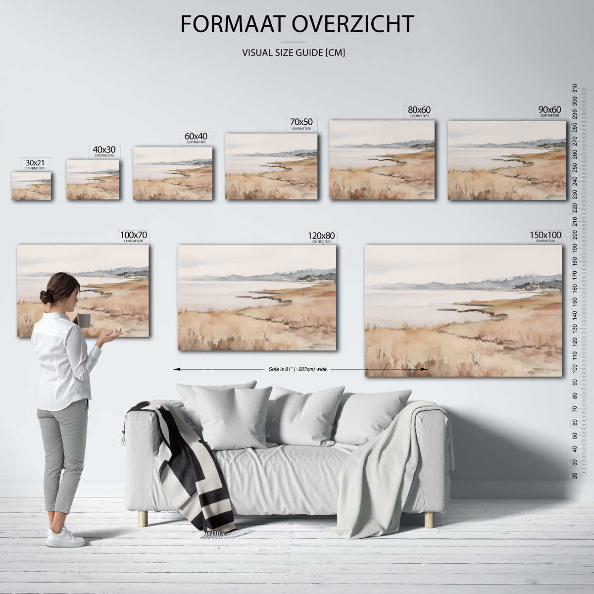 Landschap met water en heuvels Poster