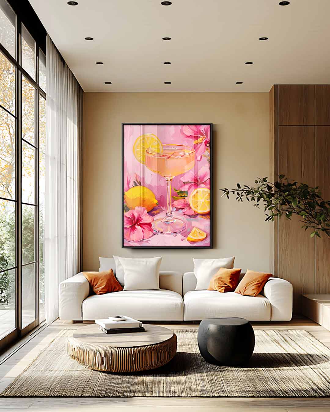 Zomerse Cocktail met Bloemen Kunstwerk-canvas-dibond-plexiglas-wanddecoratie-WallArtistic