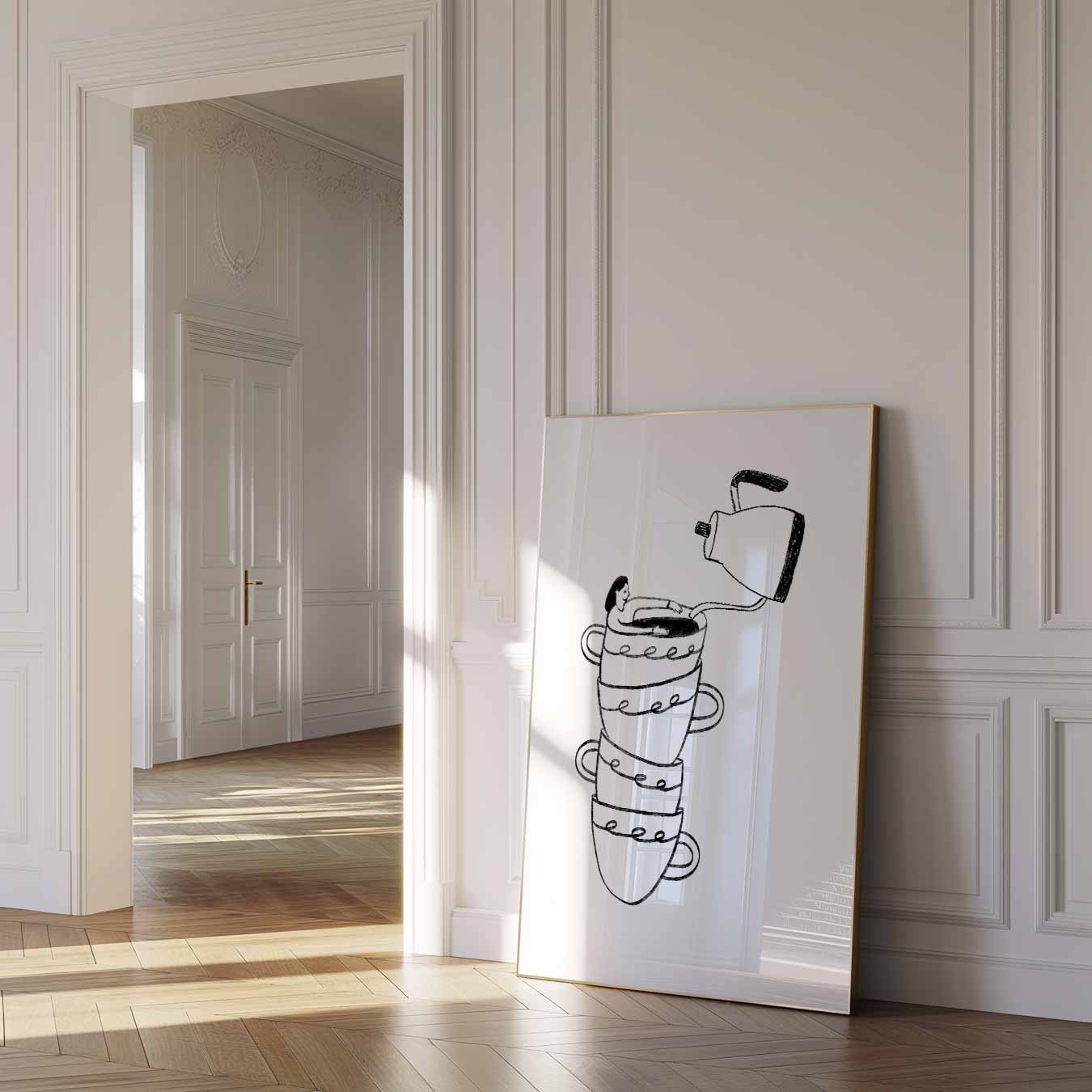 Koffiegenot Illustratie Poster-WallArtistic