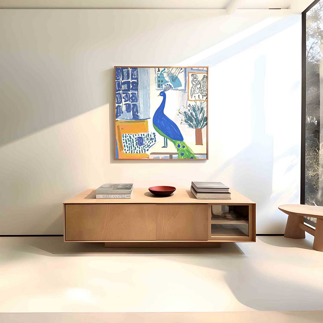 Pauw met blauwe accenten Poster