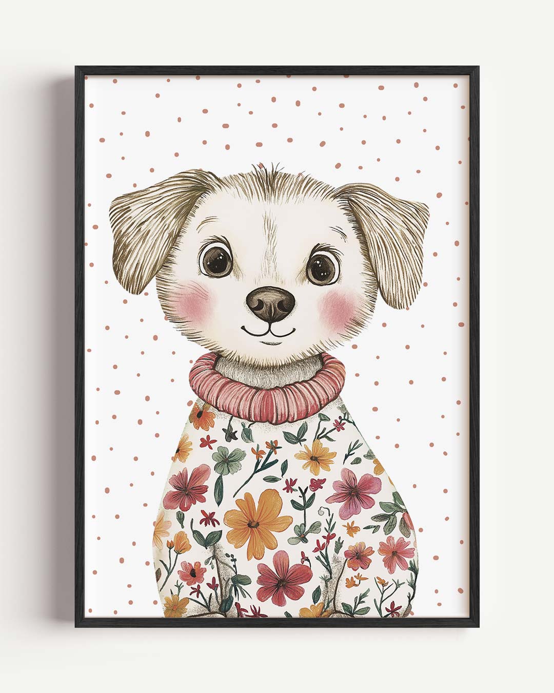 Schattige Puppy in Bloemen Trui Poster-WallArtistic