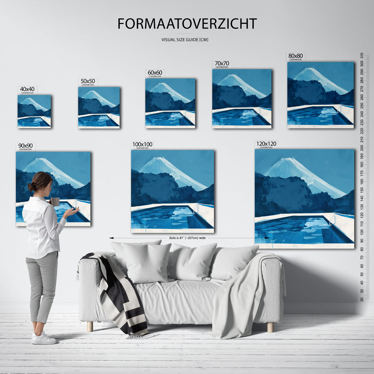 Zwembad en bergen Poster