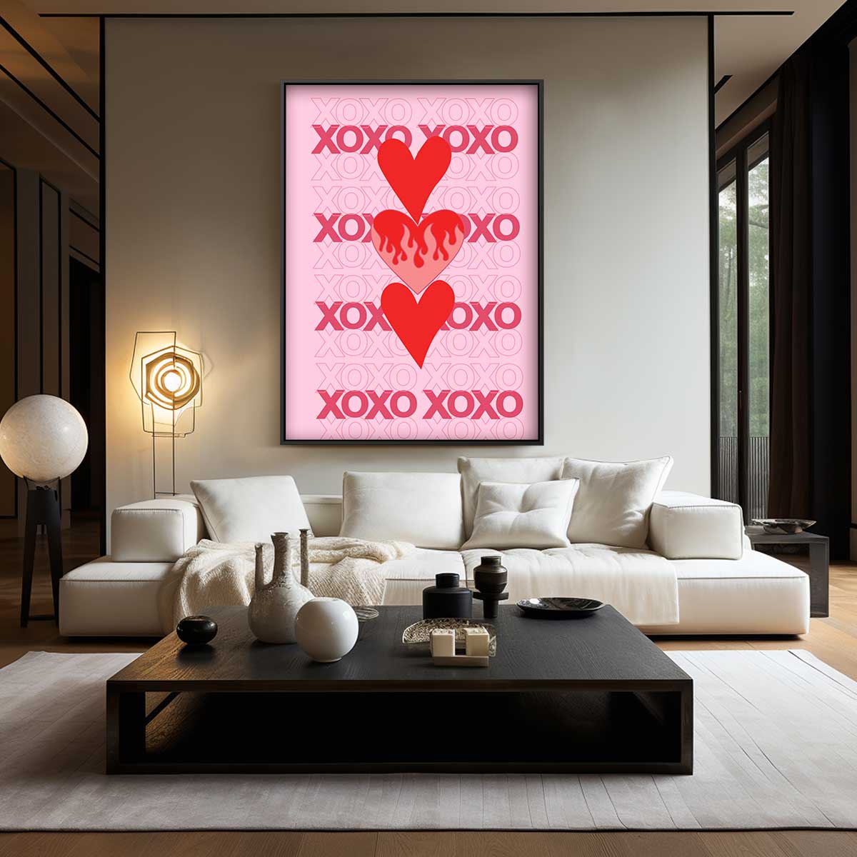 Vurige Harten Poster Kunstwerk-canvas-dibond-plexiglas-wanddecoratie-WallArtistic