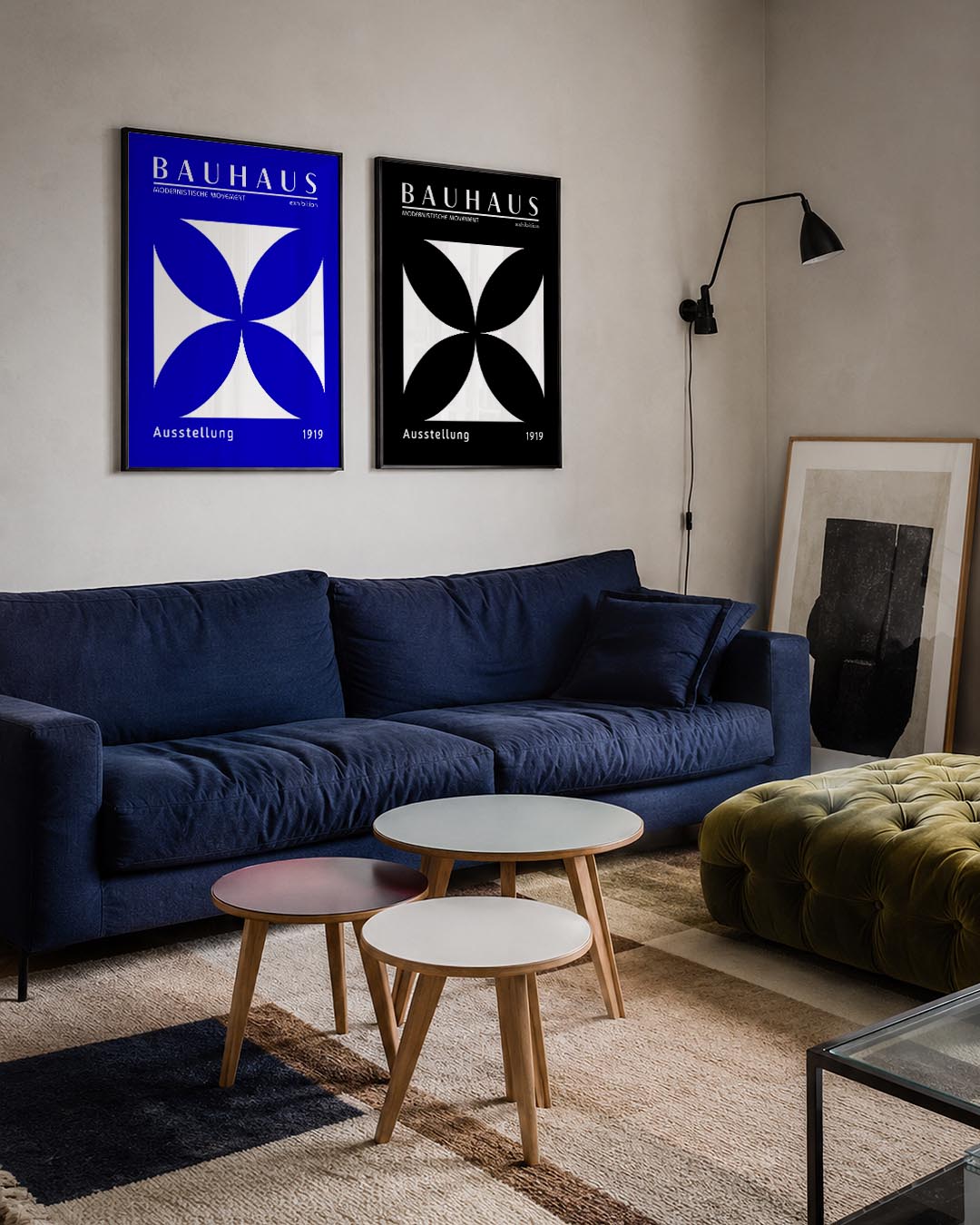 Blauw wit vormen Posterset