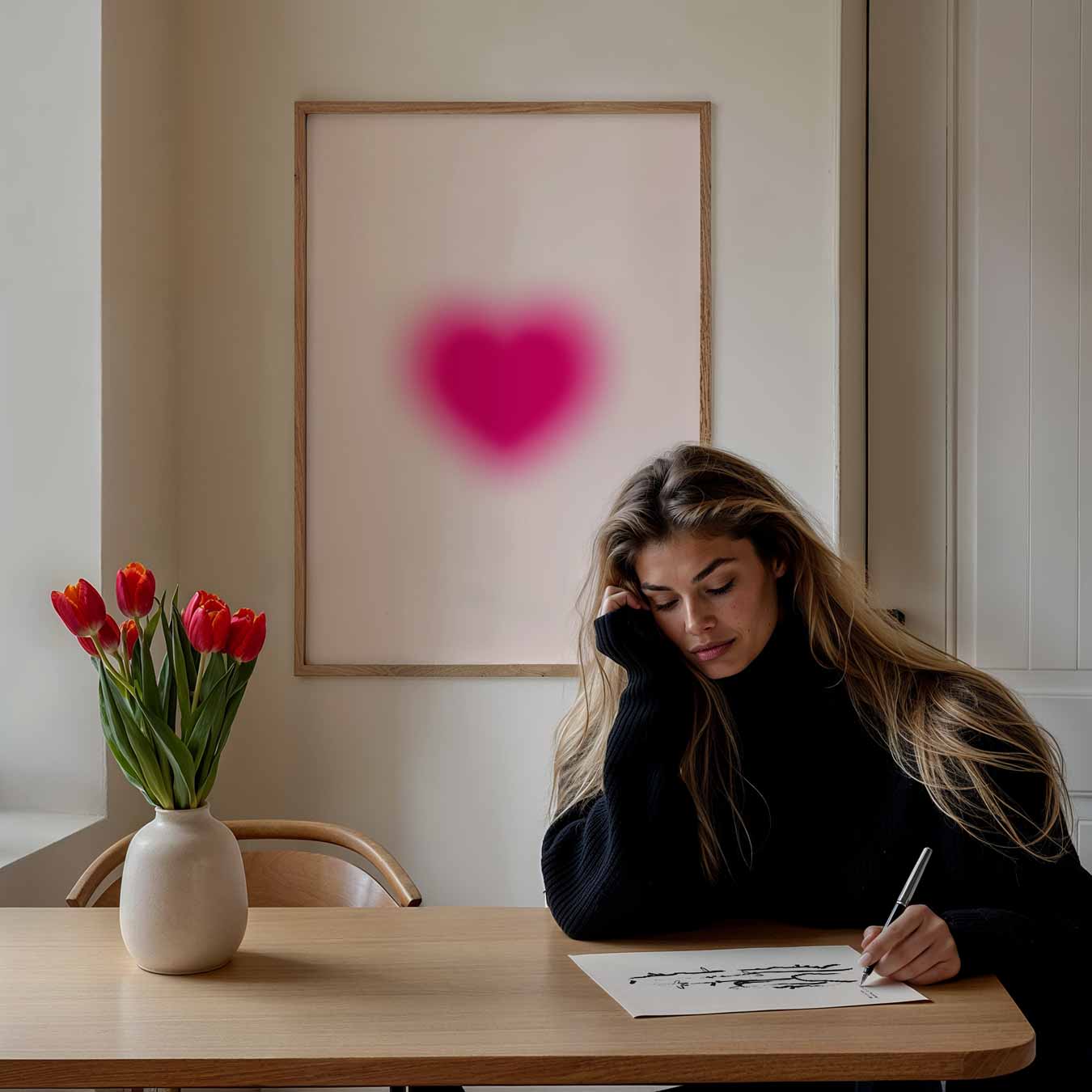 Roze Hart Poster-WallArtistic
