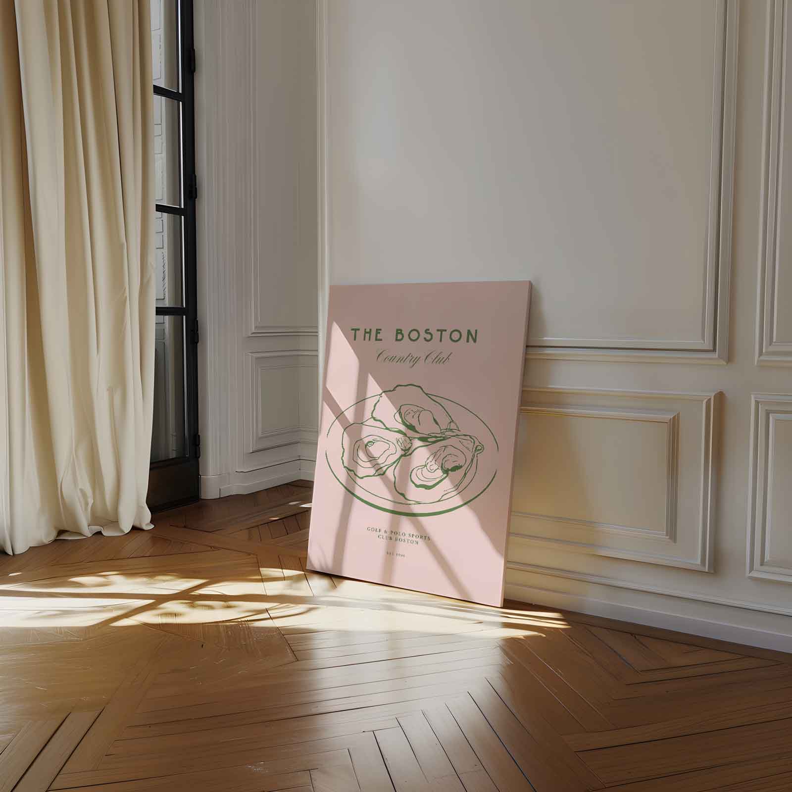Boston Country Club Illustratie Kunstwerk-canvas-dibond-plexiglas-wanddecoratie-WallArtistic