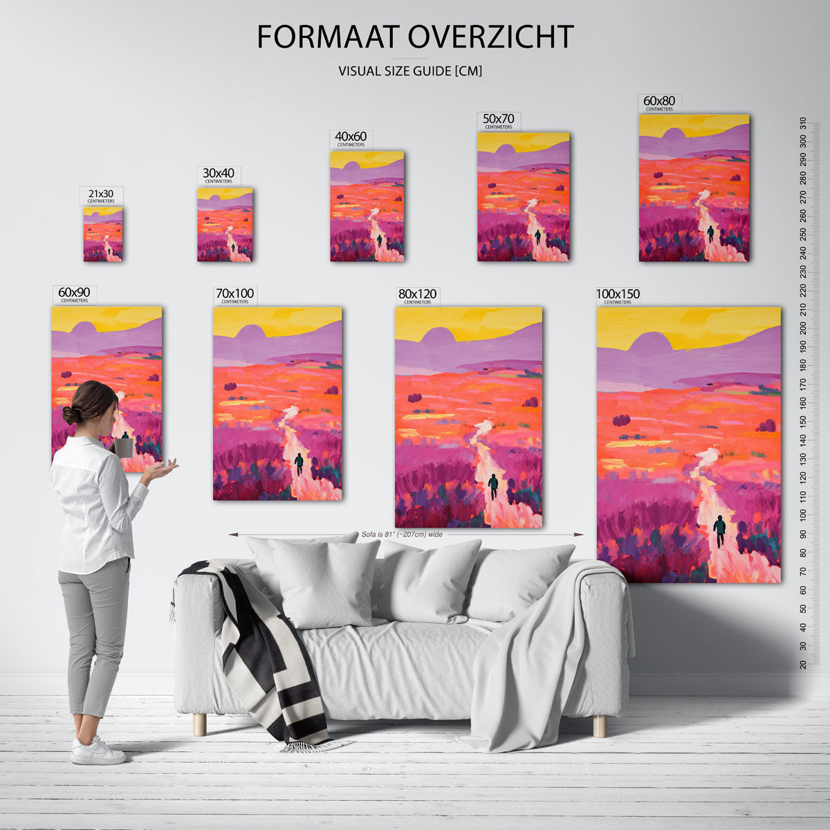Wandelaar in kleurrijk landschap Poster