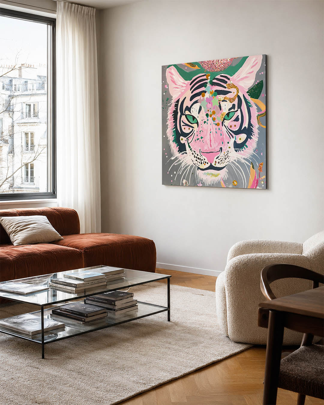Kleurrijke tijgerkop Kunstwerk