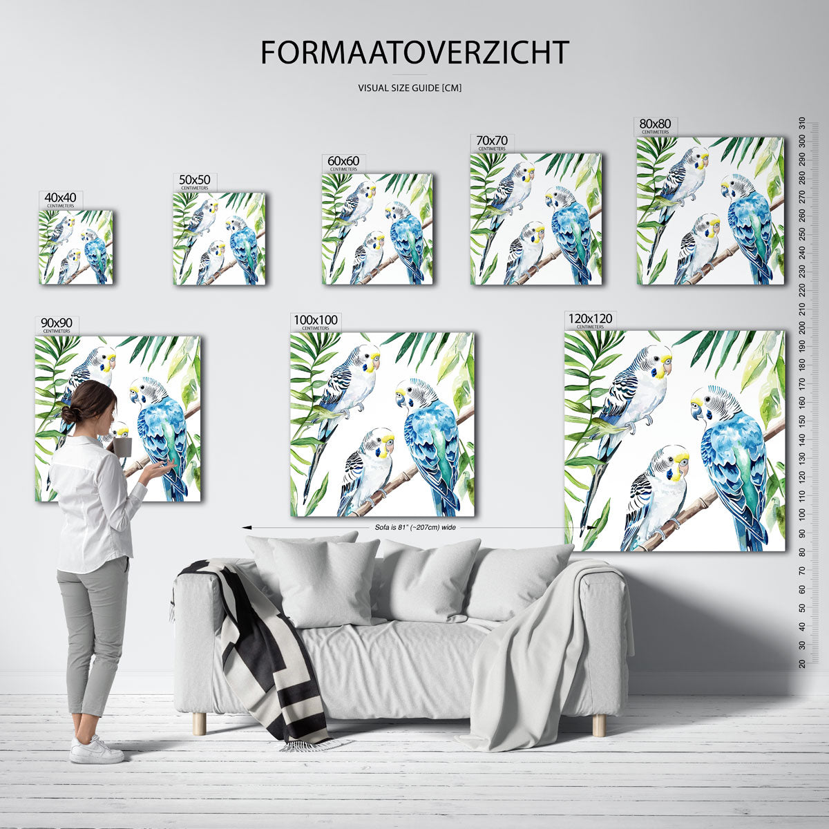 Parkieten en bladeren Poster