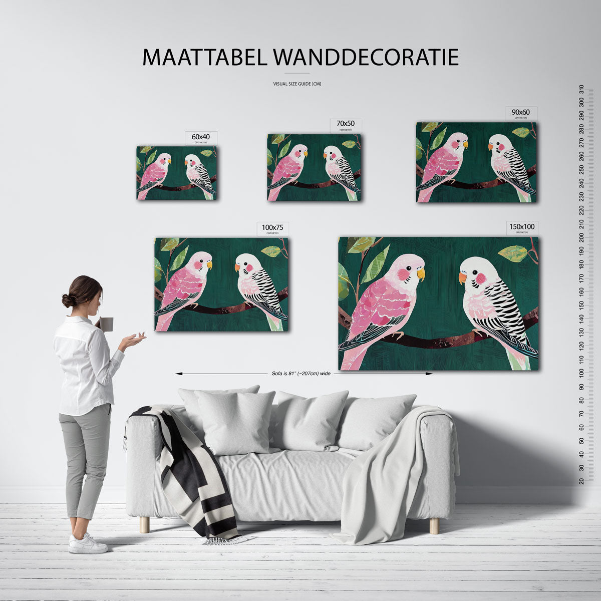 Vrolijke parkieten Kunstwerk