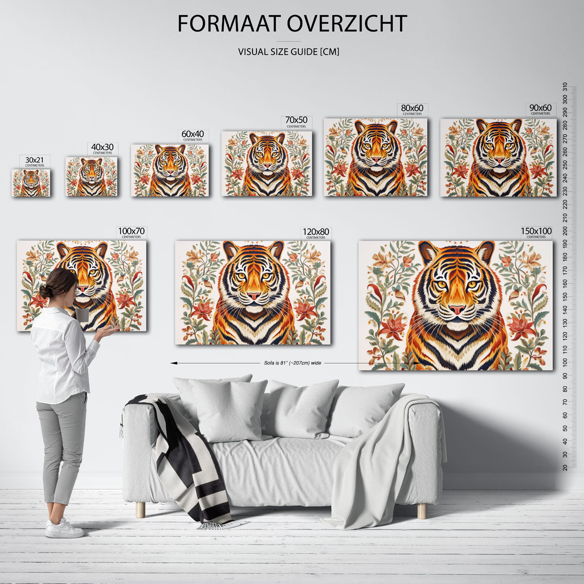 Tijger met bloemen Poster