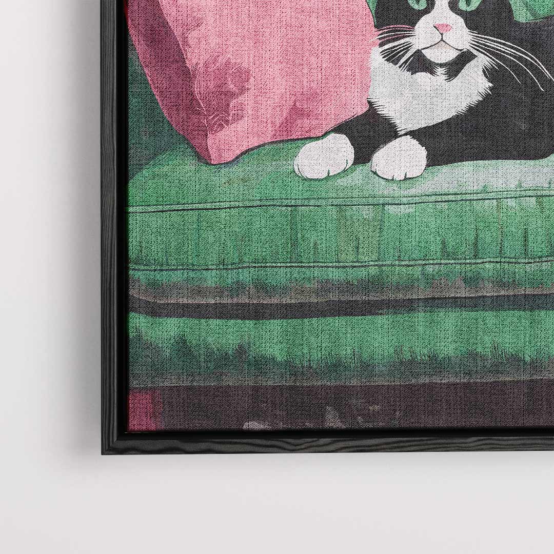 Kat Op Groene Bank Kunstwerk